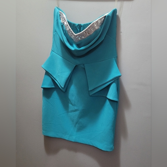 Ruby Rox NWT teal strapless dress Sz. 13 - Picture 2 of 10